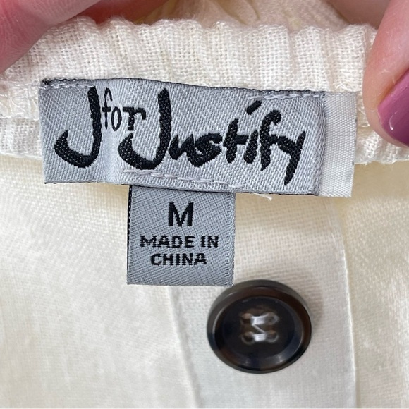 J for Justify Linen Cream Smocked Cami Midi Dress Size Medium - Picture 10 of 12